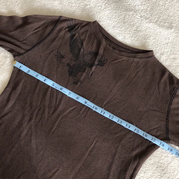 Chocolate brown long sleeve waffle knit - Picture 4 of 11